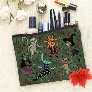 Halloween Gothic Enchanted Forest Witches Makeup Bag - Double-Sided Printed